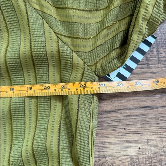 THML Olive Green Embroidered Striped Floral Maxi Dress L Ballon Sleeve. - Picture 7 of 15